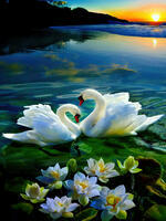 Без бренда «Пара белых лебедей на воде (20шт)» в Нижнем Новгороде