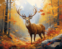 Олень с ветвистыми рогами 