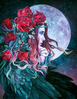 Без бренда «Девушка с розами в волосах на фоне луны» в Нижнем Новгороде в интернет-магазине Без бренда «Девушка с розами в волосах на фоне луны» в Нижнем Новгороде