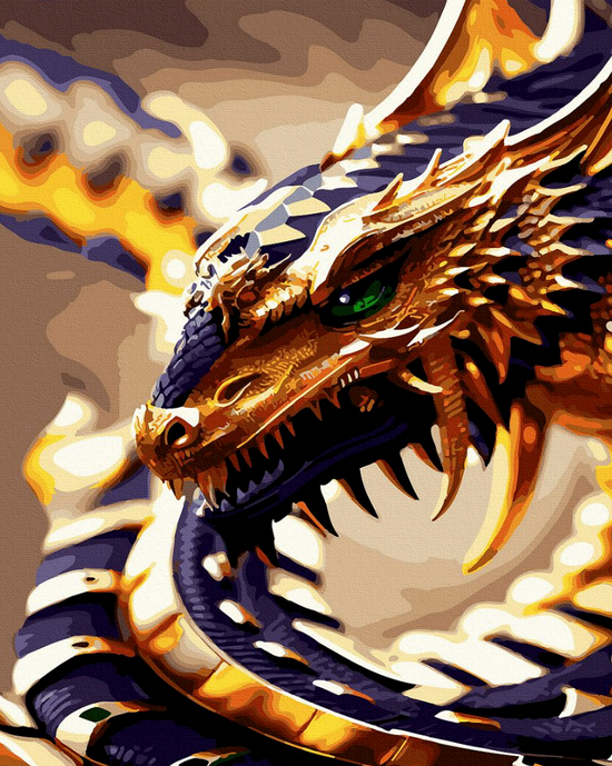 Картина по номерам 40x50 Черно-золотой дракон