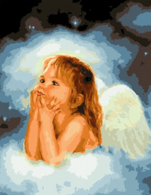 Картина по номерам 40x50 Милый ангелочек на тучках