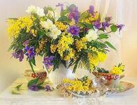 Без бренда «Букет из мимозы и колокольчиков в вазе» в Нижнем Новгороде в интернет-магазине  Без бренда «Букет из мимозы и колокольчиков в вазе» в Нижнем Новгороде