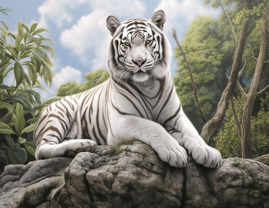Алмазная мозаика 40x50 Красивый белый тигр