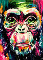 Портрет шимпанзе в цвете