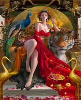 Царица с тигром и павлином