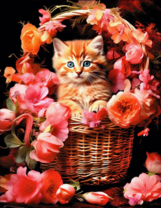 Без бренда «Рыжий котенок в корзине с цветами» в Нижнем Новгороде