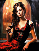 Без бренда «Обворожительная брюнетка с бокалом красного вина» в Нижнем Новгороде