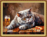 Алмазная мозаика 40x50 Задумчивый серый кот