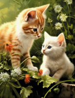 Без бренда «Рыжий и белый котята в зеленой траве» в Нижнем Новгороде в интернет-магазине Без бренда «Рыжий и белый котята в зеленой траве» в Нижнем Новгороде