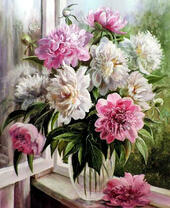 Без бренда «Пионы в прозрачной вазе у окна» в Нижнем Новгороде